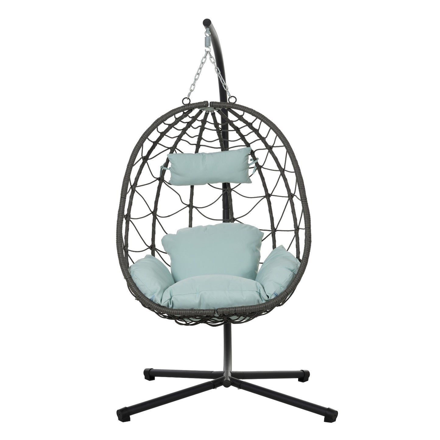 Hanging Wicker Egg Chair with Stand – Indoor/Outdoor Swing for Patio or Lounge