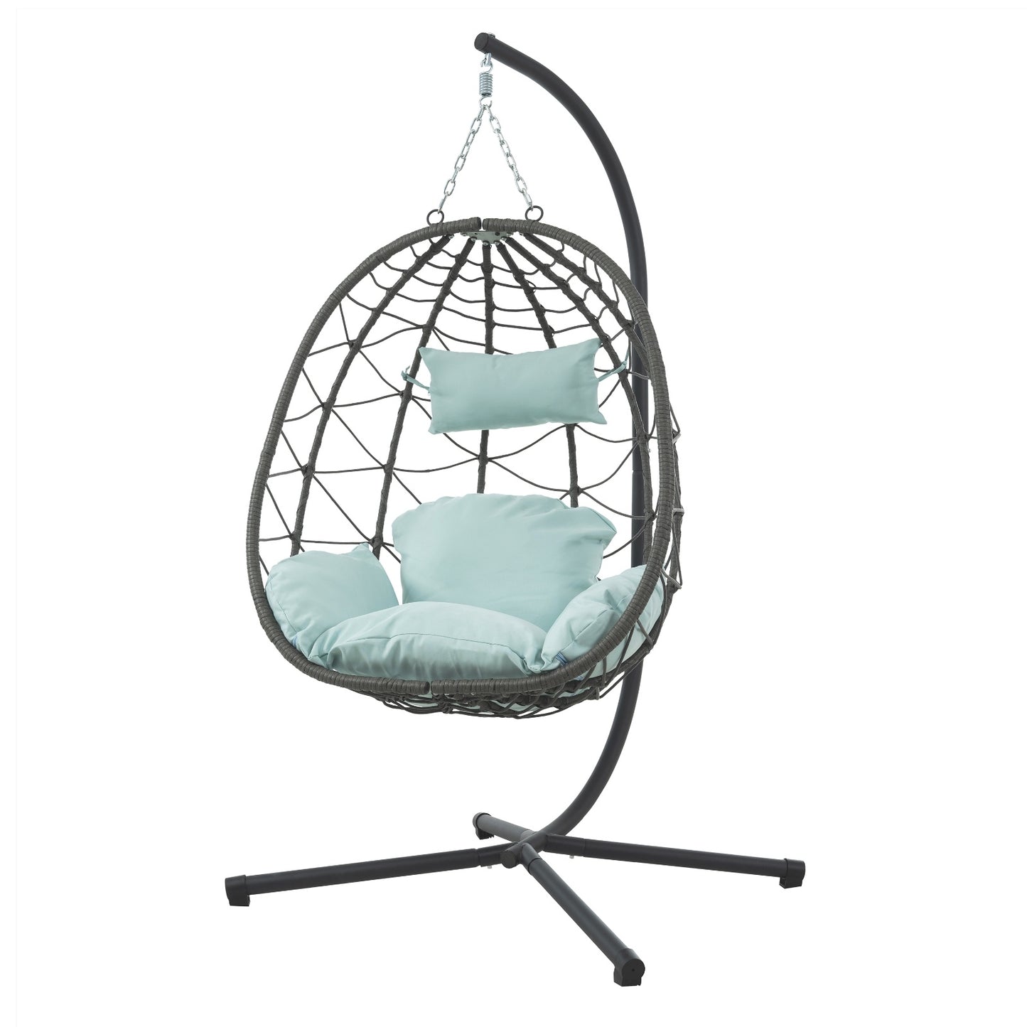 Hanging Wicker Egg Chair with Stand – Indoor/Outdoor Swing for Patio or Lounge