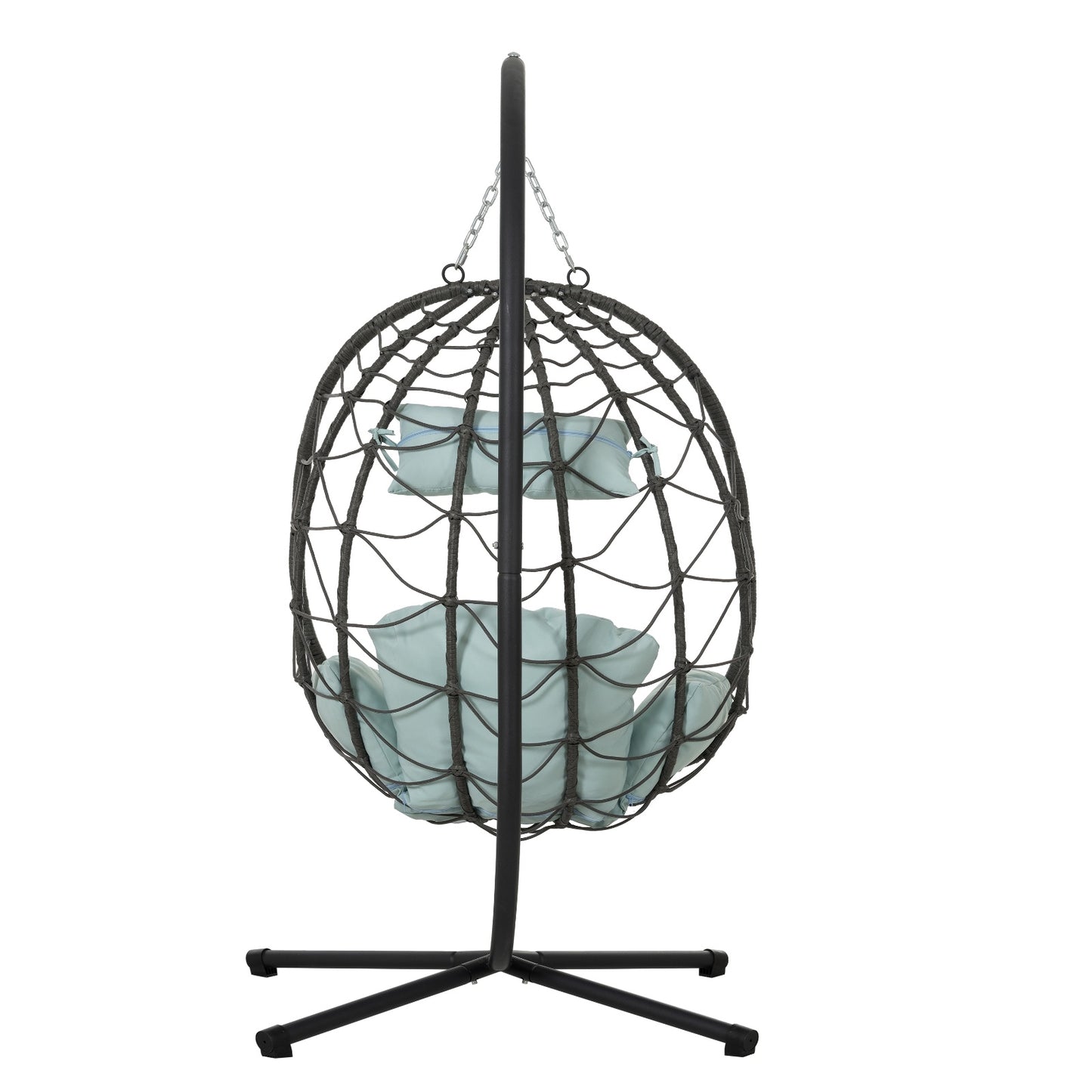 Hanging Wicker Egg Chair with Stand – Indoor/Outdoor Swing for Patio or Lounge