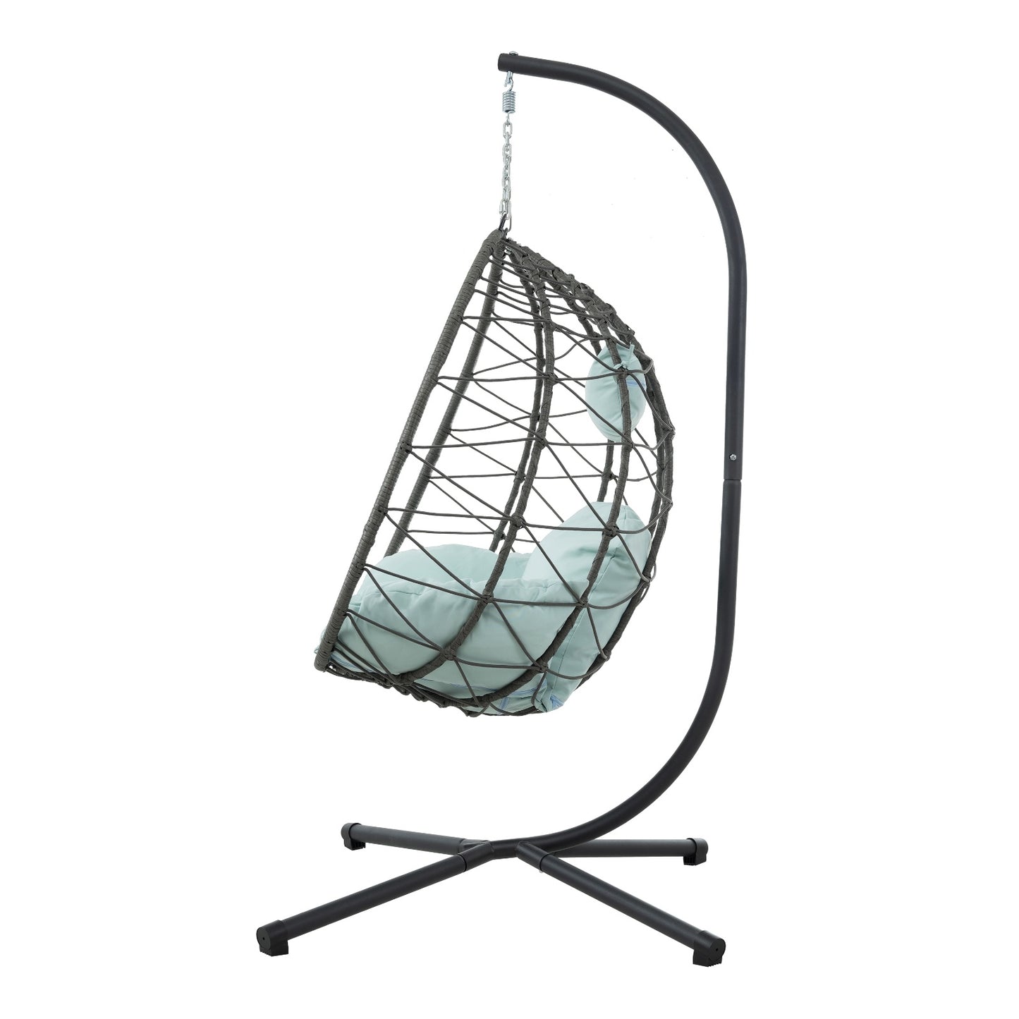 Hanging Wicker Egg Chair with Stand – Indoor/Outdoor Swing for Patio or Lounge