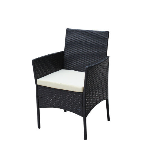 4-Piece Outdoor Wicker Patio Set – Loveseat, Chairs & Table with Beige Cushions