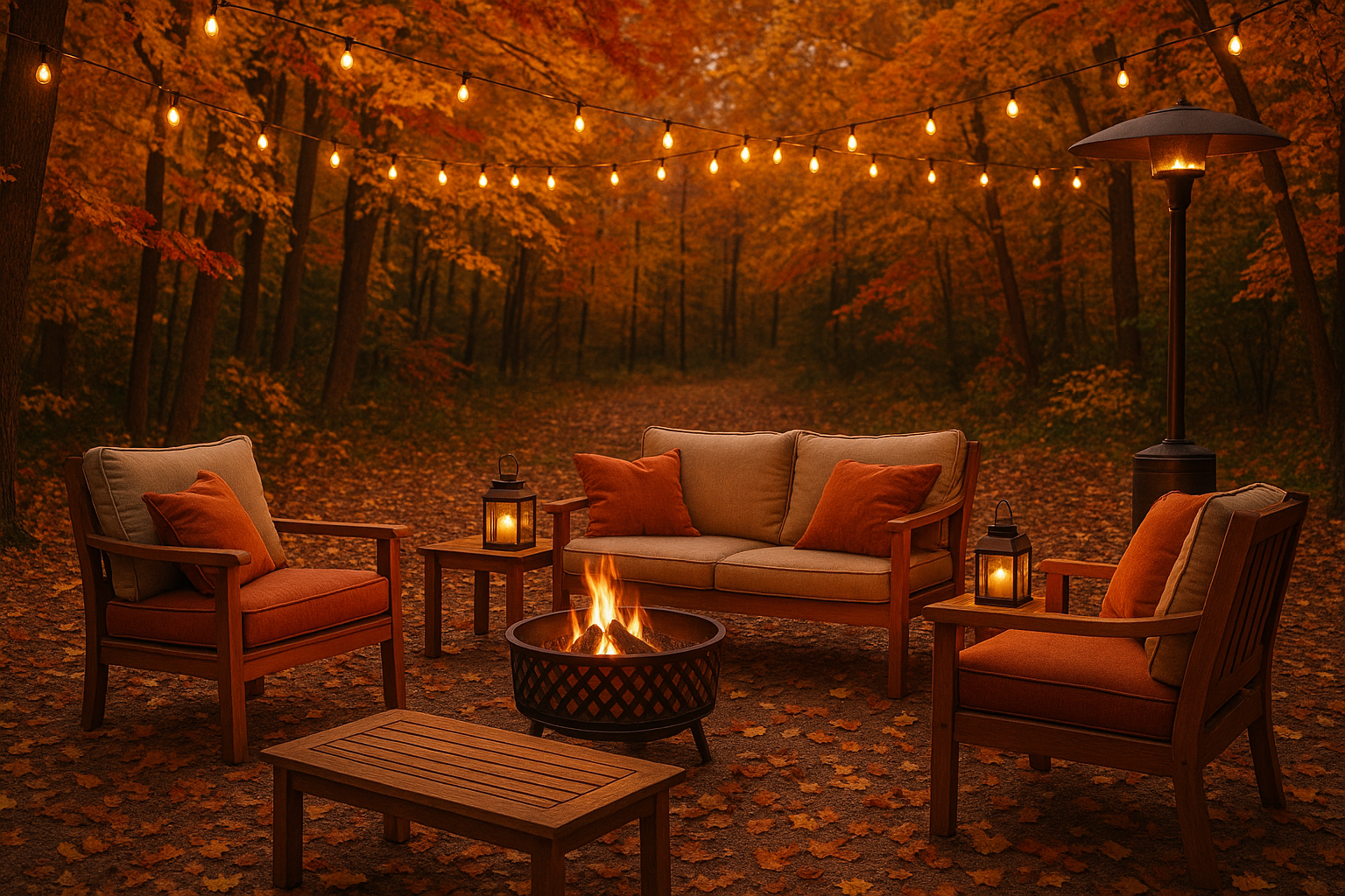 Fall season outdoor seating
